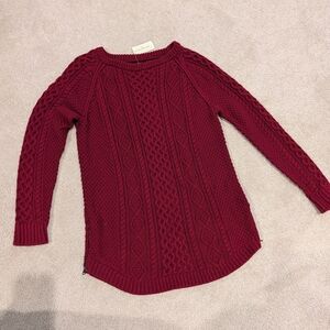 L.L. Bean Signature Women's Cable Knit Sweater - Rich Burgundy